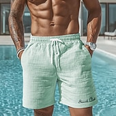 preiswerte 3D-Sweatshorts für Herren-Herren Strand Buchstabendruck Waffel-Shorts Sweat-Shorts Freizeitshorts Mittlere Taille Modisch lässig Urlaub Joggen Trainieren Elastischer Kordelzug in der Taille Shorts mit Taschen Designer