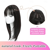 cheap Bangs-Hair Toppers for Women with Thinning Hair 360 3D Toppers Hair Pieces for Women French Clip in Bangs 18 Inch Curly Wavy