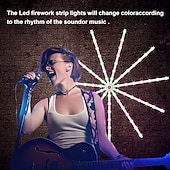 baratos Fitas de Luz Inteligentes-Luzes LED de Fogos de Artifício Inteligentes USB Decorativas para Quarto Luzes LED que Mudam de Cor com Efeito de Explosão Controle Remoto do App da Tira RGB para Halloween