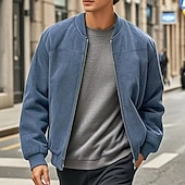 abordables Vestes en Suède Synthétique-Homme Veste Légère Veste Décontractée Vacances Quotidien Résistant à l&#039;usure Avec Poches Été Printemps Uni Mode Classique Col montant Régulier Noir Bleu Chameau Vert Véronèse Bleu de minuit Veste