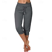 billige cargobukser for kvinner-Dame Capri-bukser Søndagsshorts Gatemote Fritid Kalv lengde Medium Midje عادي Elastisk midje Snorer Pusteevne Myk Mikroelastisk Feriereise Gate Dagligdagstøy Svart Rosa Navyblå Grønn Sommer Normal