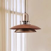 billige Pendellys-retro middelaldermetall &amp;UFO-pendellampe i tre, mid-century, til spisestue/soverom