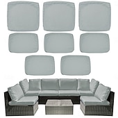 cheap Patio Cushions Cover-8pcs Outdoor Cushion Slipcovers Outdoor Patio Cushions Covers Replacement  Include 5 Backrests and 3 Cushions  Waterproof with Zipper for 3-Seat Rattan Sofa Patio Furniture Cushion Covers Covers Only