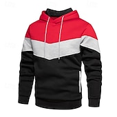 cheap Basic Hoodies-Men&#039;s Hoodie Pullover Hoodie Sweatshirt Light Yellow Wine Red Denim Blue Black White Hooded Color Block Front Pocket Sports &amp; Outdoor Casual Daily Streetwear Cool Sportswear Fall &amp; Winter Clothing