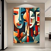 economico Stampe persone-Quadro moderno cubista in un unico pezzo, dipinto geometrico astratto senza cornice, opera d&#039;arte moderna, non necessita di cornice, adatto per la decorazione di soggiorno e camera da letto.