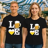 tanie Koszulki-Oktoberfest Jeleń Niedźwiedź Koszulkowy Koszulka Lederhosen Match bawarski Monachium Niemiecki Graficzny Na Dla par Męskie Damskie Dla dorosłych Karnawał Piwo Oktoberfest Tłoczenie na gorąco Impreza