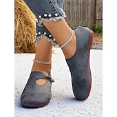 abordables Ballerines femme-Ballerines Mary Jane rétro larges pour femmes avec bride boutonnée, chaussures vintage confortables pour les promenades quotidiennes et les sorties à la ferme