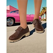abordables Années 1950-Chaussures richelieu en cuir verni crème pour femme – Chaussures plates vintage à double boucle pour un usage quotidien ou des tenues d&#039;inspiration rétro