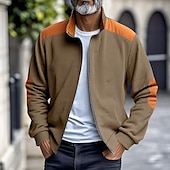cheap Men&#039;s Jackets &amp; Coats-Men&#039;s Lightweight Jacket Corduroy Jacket Casual Jacket Vacation Daily Pocket Spring Fall Color Block Fashion Classic Stand Collar Regular Apricot Black White Yellow Wine Jacket