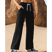 cheap Running Pants &amp; Tights-Women&#039;s Running Pants Sports Trousers Drawstring Pocket Bottoms Athleisure Sports Gym Breathable Pilates Running Yoga Regular Fit Sportswear Activewear Solid Colored Black Blue Grey