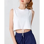 billiga Löpar-T-shirts och linnen-Dam Linne för jogging Snörning Lättvikt Ärmlös Överdelar UPF 50 Solskydd Snabb tork Vekefukt Pilates Löpning Yoga Sportkläder Sportkläder Solid färg Ljusgul Svart Vit