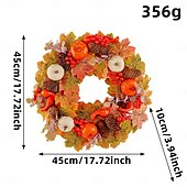 economico ringraziamento e decorazione autunnale-Ghirlanda autunnale per la porta d&#039;ingresso, decorazione autunnale per interni ed esterni, ghirlanda di zucca, pigna, bacche, foglie d&#039;acero, decorazione rustica per la raccolta, porta e parete.