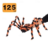 levne Halloween venkovní dekorace-Halloweenská dekorace pavouk, venkovní halloweenská pavoučí oranžovo-černé pruhované dekorace, měkký chlupatý strašidelný pavouk realistický velký pavoučí rekvizity pro domov, zahradu, párty,