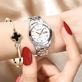 abordables Montres à quartz-Montres de luxe pour femmes, mode décontractée, acier inoxydable, lumineuses, étanches, à quartz