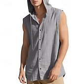 preiswerte Fitness Tank-Tops-Herren Tank Top Weste Unterhemd Ärmelloses Shirt Ärmellos Mit Kapuze Sommer Einfach Mode Designer Basic Knöpfe Urlaub Straße Ausgehen Schwarz Weiß Gelb Top T-Shirt für Herren