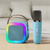 billige Mikrofoner-k12 trådløs mikrofon karaokemaskin bluetooth-høyttaler ktv hifi stereolyd led-lys for utendørs hjemmefest