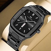 cheap Quartz Watches-VA VA VOOM Top Brand Men Wrist Watches Luxury Waterproof Gold Black Silver Date Week Display Square Watch for Men Stainless Steel Watc