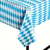 お買い得  イベントとパーティー用品-オクトーバーフェストテーブルクロス3枚セット 137 x 274cm バイエルン国旗柄 ブルー&amp;ホワイト ダイヤモンド柄 長方形テーブルカバー オクトーバーフェストテーマのパーティーデコレーションに