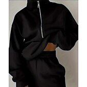 tanie dresy-Damskie Spodnie dresowe Dres polarowy Góra ścieżki Zamek 2-częściowa Solidne kolory Rozpinana bluza i spodnie dresowe Zestawy odzież Jesień Leśna zieleń Granatowy Siłownia Sportowy Bieganie Keep Warm