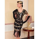 levne Šaty-Retro Řvoucí 20s 20. léta 20. století Bubenové šaty Šaty Úbory Velký Gatsby Svatební host Flitry Třásně Maškarní kostým Dámské Vánoce předvečer Všech svatých Karneval Párty a večer Svatební hostina