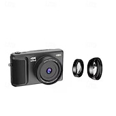 preiswerte Digitalkamera-hochauflösende Digitalkamera 1500 mAh 16-facher Zoom optional Retro 2,8 Zoll Klappbildschirm 64 Megapixel 4K HD-Video Weiß Schwarz Silber für Freund und Freundin