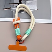 abordables Otras carcasas-Cuerda corta de moda de dos pliegues a juego con colores, cuerda corta de muñeca simple, cuerda colgante de doble capa, firme y resistente, antirroturas y anticaídas, cuerda para colgar teléfonos