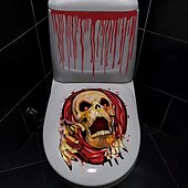 abordables Pegatinas de Halloween-2 juegos de pegatinas para asiento de inodoro de Halloween, calcomanías 3D sangrientas para pared de baño, pegatinas de PVC autoadhesivas aterradoras para tapa de inodoro y pared para decoración de