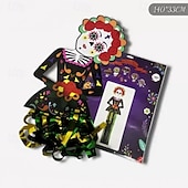 お買い得  ハロウィン壁タペストリー-3.6フィートのハロウィンシュガースカル吊り下げ装飾、メキシカンパーティーポーチ吊り下げ、メタリックホイルフリンジ付き、メキシカンフィエスタハロウィン、死者の日、庭、ツリー、祭壇、家庭用、屋内、屋外用