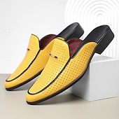 billige Tresko til herrer-gule perforerte slip-on loafers for menn – dristig farge med pustende design, lette og stilige for sommerutflukter, bilkjøring og uformelle kontorantrekk