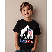 voordelige Jongens 3D Visie &amp; Geometrie-Amerikaanse Onafhankelijkheidsdag Jongens 3D Grafisch Vlag T-shirt Korte mouw Zomer Lente Modieus Basic Kinderen 4-12 jaar Strakke ronde hals Buiten Casual Dagelijks Normale pasvorm