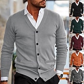 preiswerte Herren Strickjacke-Herren Pullover Strickjacke Kurzer Pullover Gerippt Stricken Normale Oberteile Gestrickt Einfach V Ausschnitt Aufwärmen Moderne zeitgenössische Lässig Alltagskleidung Bekleidung Frühling &amp; Herbst