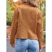 billiga casual jackor-Dam Vardaglig jacka Bekväm Andningsfunktion Dragkedja Ficka Ledigt Slät Semester Gata Ledigt Dagliga kläder Dragkedja Kort Kavajslag Normal Långärmad Ytterkläder Svart Brun Armégrön Vår Höst