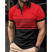 cheap Men&#039;s Classic Polo-Men&#039;s Golf Shirt Golf Polos Shirts Work Casual Lapel Short Sleeve Basic Modern Striped Buttons Summer Regular Fit White Pink Red Royal Blue Green Khaki Golf Shirt