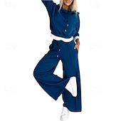 cheap Tracksuits-Women&#039;s Tracksuit Sweatsuit Athleisure Fall Long Sleeve Thermal Warm Windproof Soft Gym Workout Sports Sportswear Activewear Solid Colored Dark Khaki Black Royal Blue