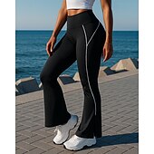 billiga Löpar-T-shirts och linnen-Dam Löparbyxor Flared byxor Elastiskt midjeband Hög midja Byxa Sport &amp; Utomhus Ledigt Andningsfunktion Snabb tork Lättvikt Elastisk Tennis Golf Löpning Normal Sportkläder Sportkläder Solid färg Svart