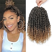 cheap Crochet Hair-Pre-Twisted Passion Twist Hair 8 Packs 112 Strands Pre Looped Passion Twist Braiding Hair for Women Short Passion Twists Crochet Hair Synthetic Hair Extensions