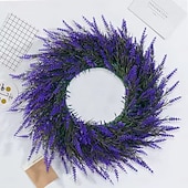 economico Fiore finti-Ghirlanda di lavanda artificiale da 40 cm per porta d'ingresso, decorazione da parete per interni, decorazione per matrimoni e accessorio fotografico