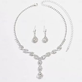 economico Parure di gioielli-Set di gioielli da sposa, 1 set di orecchini con zirconi e strass, collana e braccialetti, elegante e raffinato, set di gioielli da donna per matrimonio, lavoro, occasioni speciali