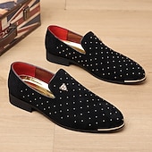 abordables Mocasines-Zapatos sin cordones de ante azul marino para hombre con detalles tachonados y detalles dorados: zapatos sin cordones de lujo para fiestas nocturnas, bodas y reuniones formales.