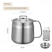 baratos Utensílios de Cozinha-Panela de óleo de aço inoxidável 304 de 1,5 l/2 l com filtro, recipiente de gordura essencial para fritura profunda, filtro de óleo versátil de grande capacidade e multifuncional para fritar, ferver e