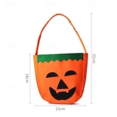 Χαμηλού Κόστους Halloween Hanging &amp; Tabletop Decorations-Τσάντα δώρου με κολοκύθες για το Halloween για παιδιά, τσάντα tote με γλυκά για κέρασμα ή trick or treat, μη υφασμένη τρισδιάστατη τσάντα δώρου jack-o&#039;-lantern με πρόσωπο φαντάσματος κινουμένων