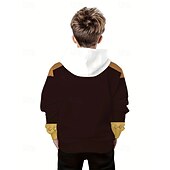 billiga Pojkens 3D Vision &amp; Geometri-Pojkar 3D Grafisk Huvtröja Långärmad Vår Höst Mode Streetwear Barn 4-12 år Huva Utomhus Ledigt Dagligen Normal