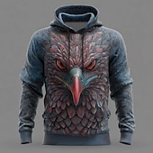 abordables conjuntos de sudadera con capucha estampada para hombre-Hombre Animal Águila Sudaderas Sudadera Abrigos Sudadera con capucha Cuello Barco Fresco Impresión 3D Discoteca Ropa de calle Negro Blanco Correa Impresión 3D Otoño Invierno Diseñador