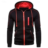 abordables Sudadera con capucha de vellón-Hombre Sudadera Sudadera con capucha de lana Sudadera táctica con capucha Táctico Negro Rojo Azul Marino Gris Con Capucha Plano Cremallera Bolsillo delantero Deporte Casual Diario Ropa de calle