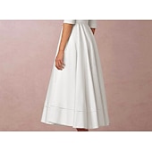 preiswerte Kleine weiße Kleider-Strandhochzeit Strand Einfache Hochzeitskleider A-Linie V-Ausschnitt ärmellos Gericht Zug Satin Brautkleider mit Falten Raffung um zu beeindrucken