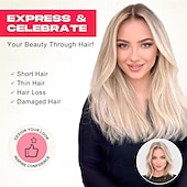 economico Clip nelle estensioni-Extension per capelli, 14 clip corte, 4 pezzi, lisce, naturali, sintetiche, morbide, per donna - grigio argento