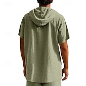 voordelige basis t-shirts-Voor heren T-shirt Henley-shirt T-shirts Shirt met korte mouwen Korte mouw Capuchon Zomer Lente Effen Modieus Ontwerper Basic Knop Vakantie Straat Uitgaan Zwart Wit Geel Top T-shirt voor mannen