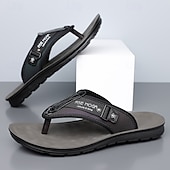 billige Ferietøfler-herre flip-flops i kunstskinn og netting, pustende slip-on-design med polstret såle, ideell for sommerstrand ved bassengkanten og avslappede helger