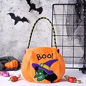 cheap Halloween Hanging &amp; Tabletop Decorations-Halloween Treat Bag for Kids, Trick or Treat Candy Tote Bag, Gift Basket with Pumpkin Ghost Witch Design, Non-Woven Halloween Party Favor Bag