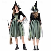 billige Ondskapsfulle hekser-Trollmann / heks Maskerade Halloween Dame Voksne Karneval Halloween Halloween Karneval Maskerade Enkelt karnevalskostyme